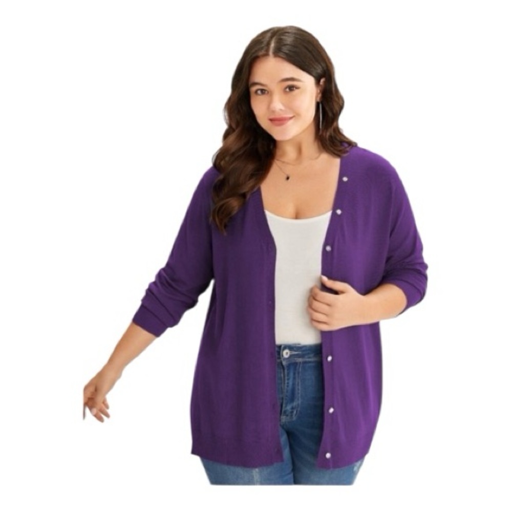 Bloomchic Women’s Size 18-20 Purple Cardigan Sweater